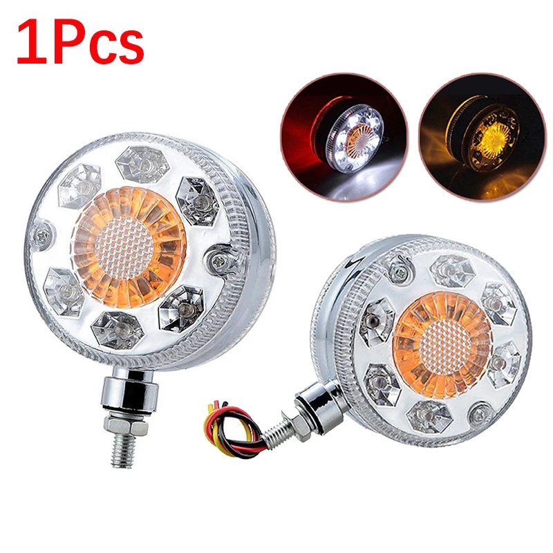 

1Pcs Car Signal Light Round LED Mudguard Mount Lights Light-duty Double Sided Turn Signal Brakes Lamp For Truck Trailer 24V