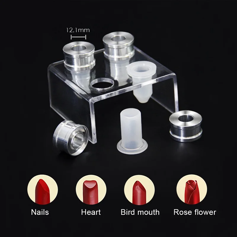 

9-Piece DIY 12.1Mm Simple Lipstick Filling Tube Silicone Mold Aluminum Ring Four-Hole Bracket Homemade Lipstick Tool Simple Set