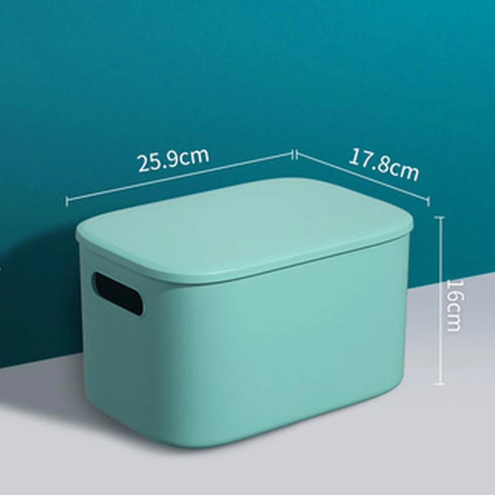 

Plastic Storage Bin With Cover Desktop Storage Box Rectangular Multicolor Home Organizer 25.9*17.8*16cm Toy Food Snacks Basket