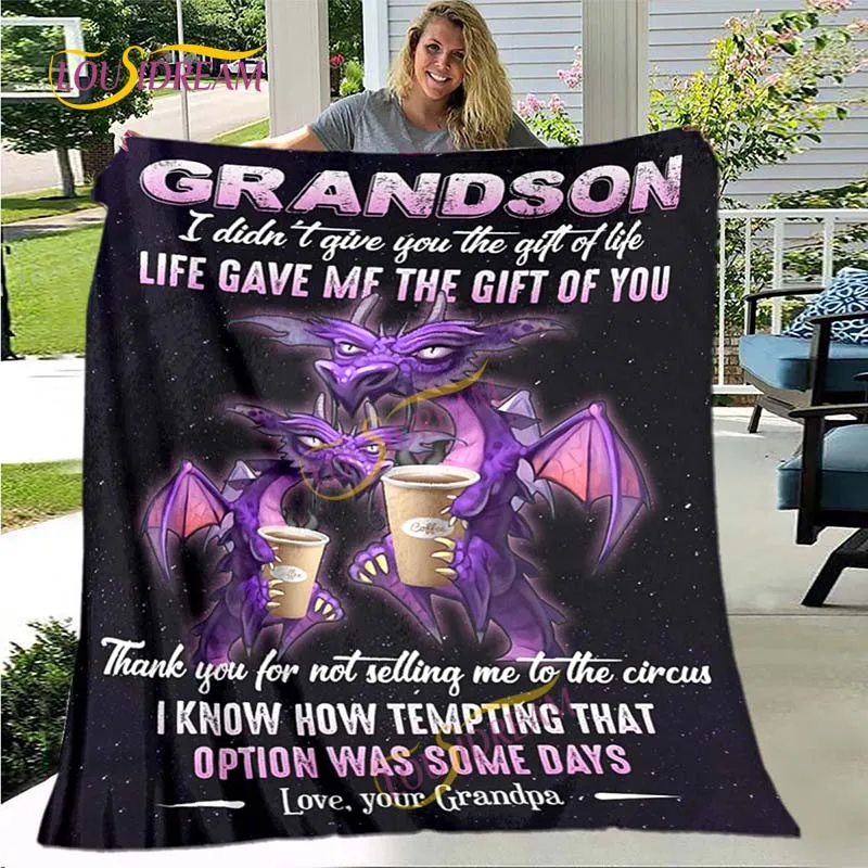 

Grandson Gift For Grandson vintage-dinosaur-to-my-grandson-never-forget-that-i-love-you personality birthday gift blanket