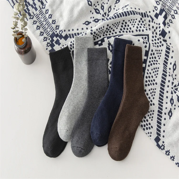 Men's Added Warmth Mid-calf Leisure Couples Woolen Loop Socks