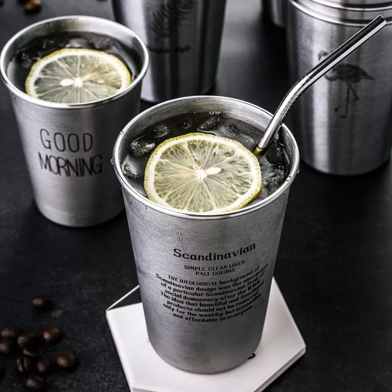 

Ins Industry Style 304 Stainless Steel Spray Paint Beer Cup Cold Water Drinks Cup Household Office Use Gargle Cup