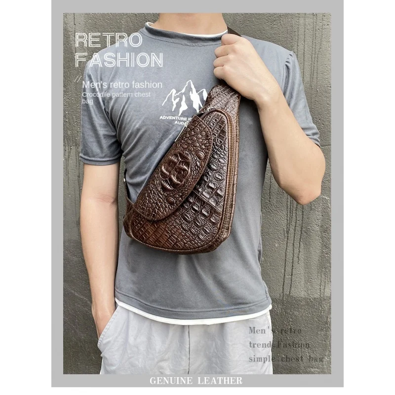 Мужская нагрудная сумка из натуральной кожи