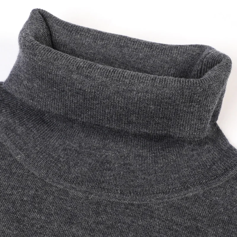 Мужская теплая водолазка из 100%-ной шерсти однотонные свитеры Повседневные