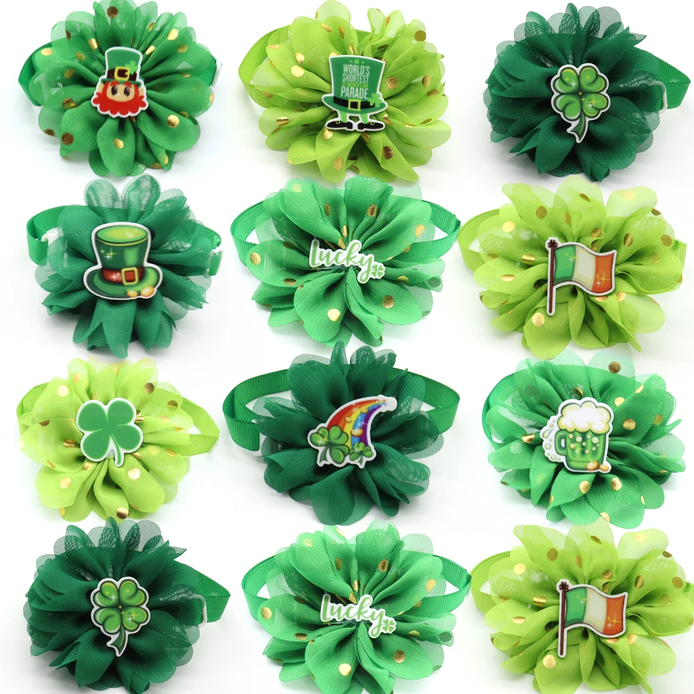 

30/50 Pcs St. Patrick Day Pet Accessories Dog Bow Ties Green Clover Style Dog Supplies Pet Necktie Puppy Cat Bow Ties Grooming