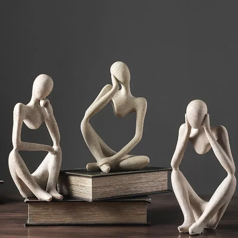 

2023 VILEAD Nordic Abstract Thinker Statue Resin Figurine Office Home Decoration Desktop Decor Handmade Crafts Sculpture Modern