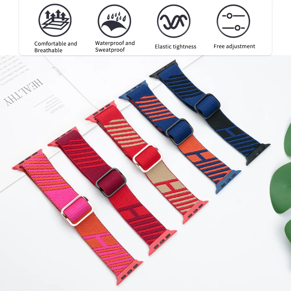 

Ремешок спортивный для Apple Watch Ultra, эластичный нейлоновый браслет для прыжков, подходит для iWatch 7 6 5 45 мм 41 мм, 49 мм 44 мм 42 мм