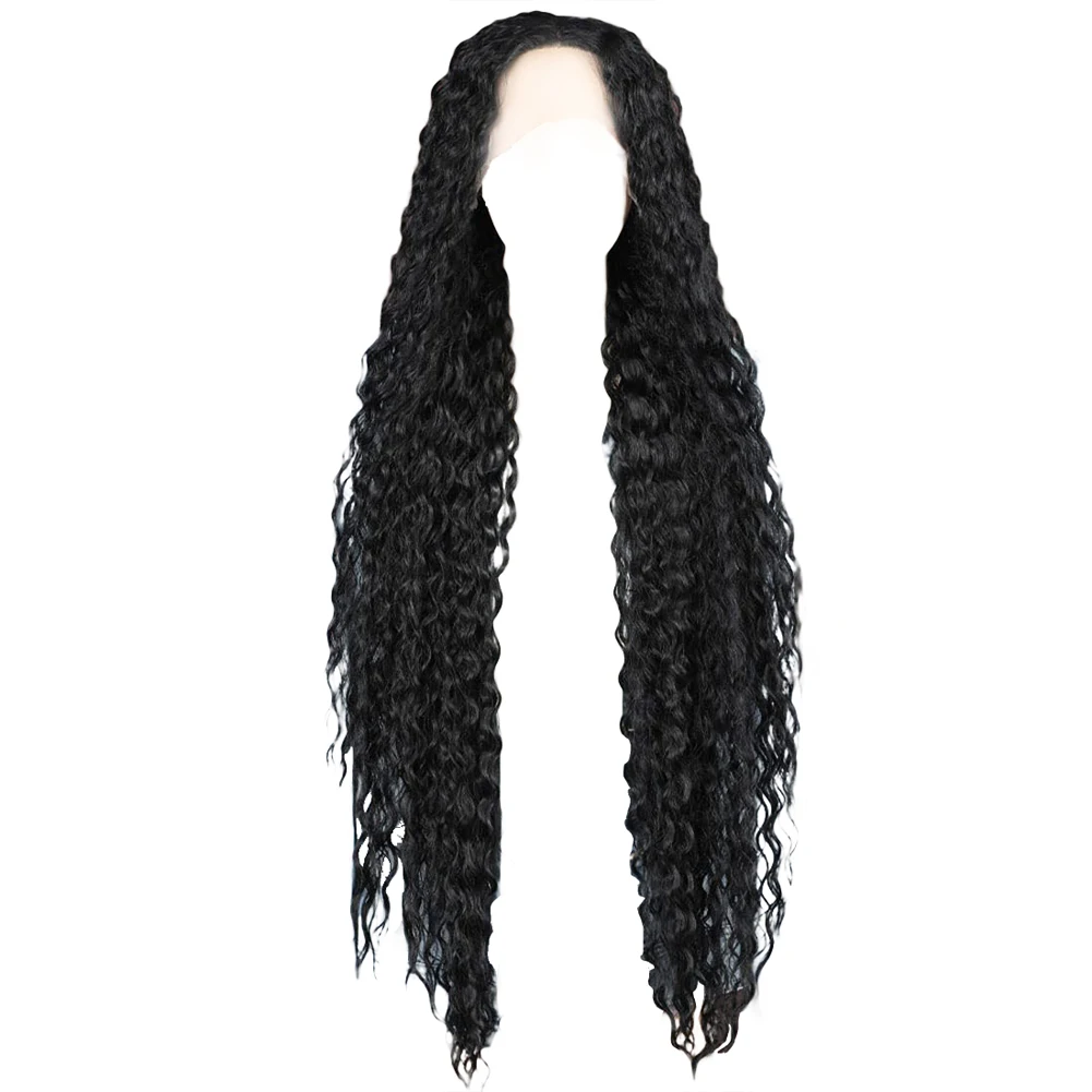 

RONGDUOYI Deep Curly Wig Long Synthetic Lace Front Wig For Black Women Pre Plucked With Natural Hairline Glueless Lace Wigs