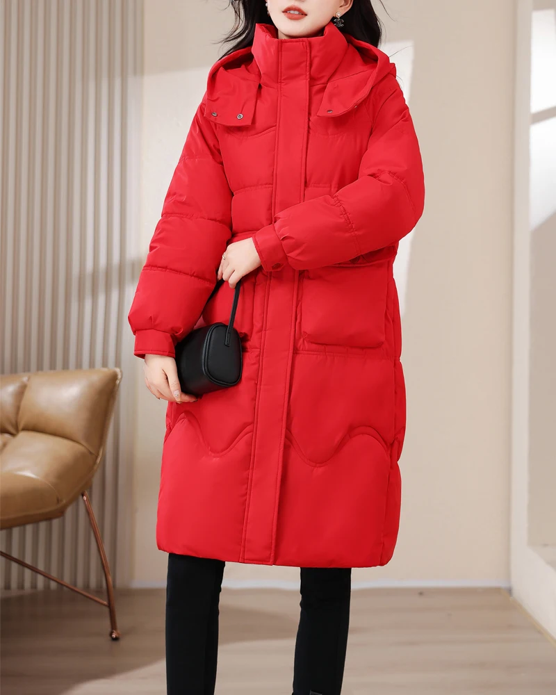 Зимняя куртка новинка 2024 Женская парка одежда длинное пальто с капюшоном толстая