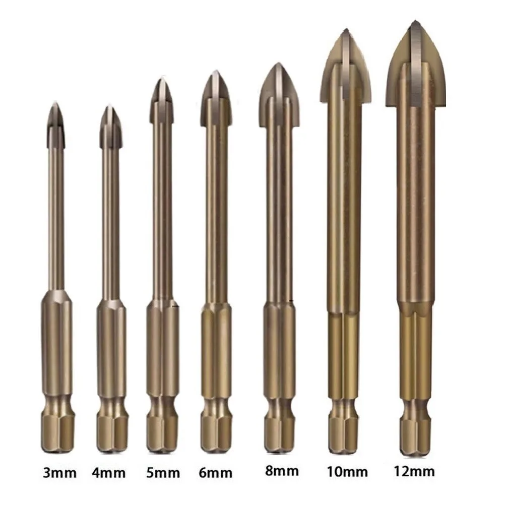 7pcs Universal Drilling Tool Efficient Multi-functional Cross Alloy Drill Bit Tip High Quality Multi-size Home Power Tools enlarge