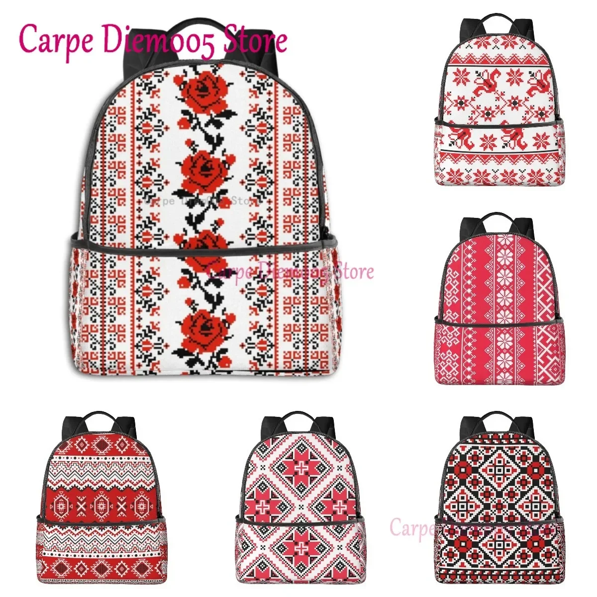 

Ukrainian Embroidery Style Rose Adult Backpack Unisex Backpack Fashion Life Backpack Suitable for School Laptop Travel