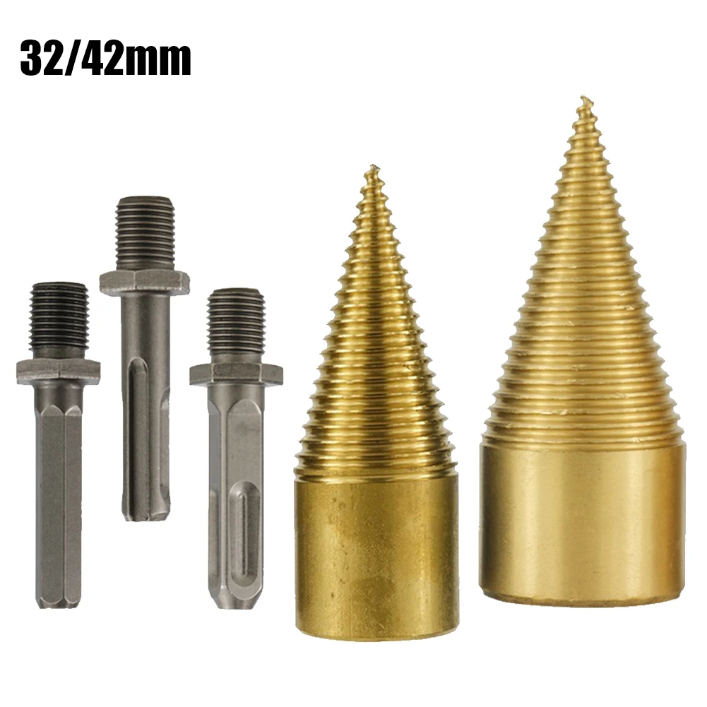 

32/42mm Firewood Chopper Chop Wood Drill Bit Splitting Tool Splitting Cone Log Splitters Screw Cones Bit Square Round Drill Bit