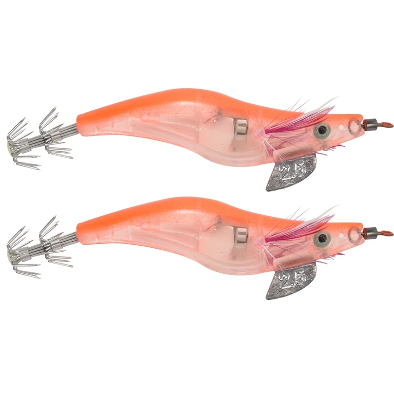 

2Pc Orange Flashing LED Fishing Lure Flash Light 10Cm Minnow Luminous Squid Jig Shrimp Bait Night Fishing Lure