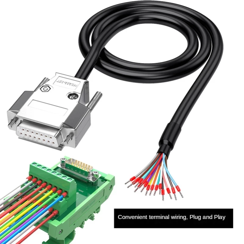 Промышленный кабель DB9 DB15 DB25 Штекерный гнездовой разъем экранированный