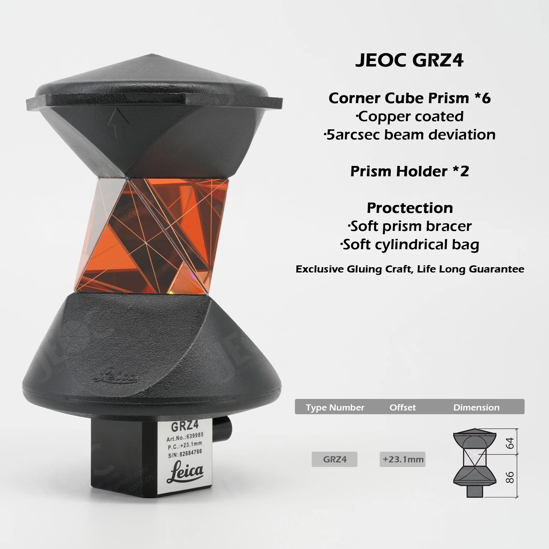 JEOC GRZ4 360-градусная отражающая призма для тахеометра Leica ATR Призменный рефлектор