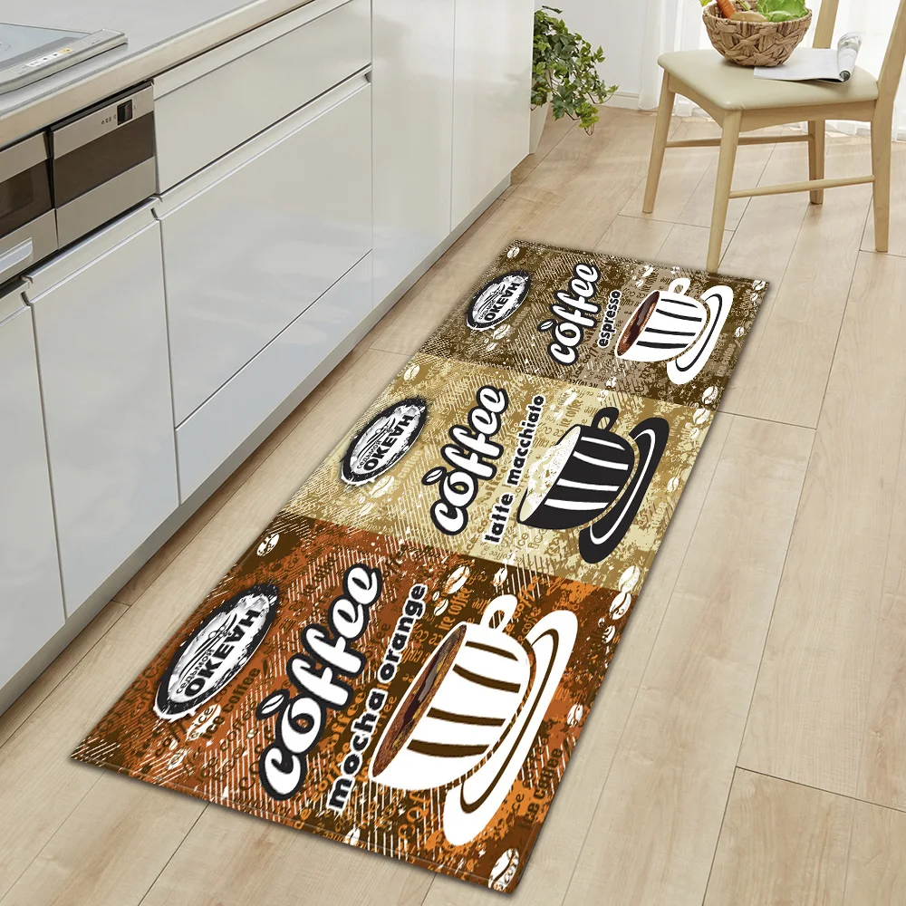 

Coffee Kitchen Rug Home Entrance Doormat Living Room Bedroom Balcony Floor Decoration Carpet Hallway Bath Door Non-Slip Foot Mat