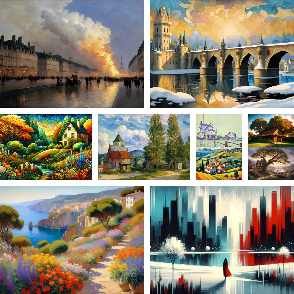 Набор для вышивки крестиком по номерам с изображением пейзажа города