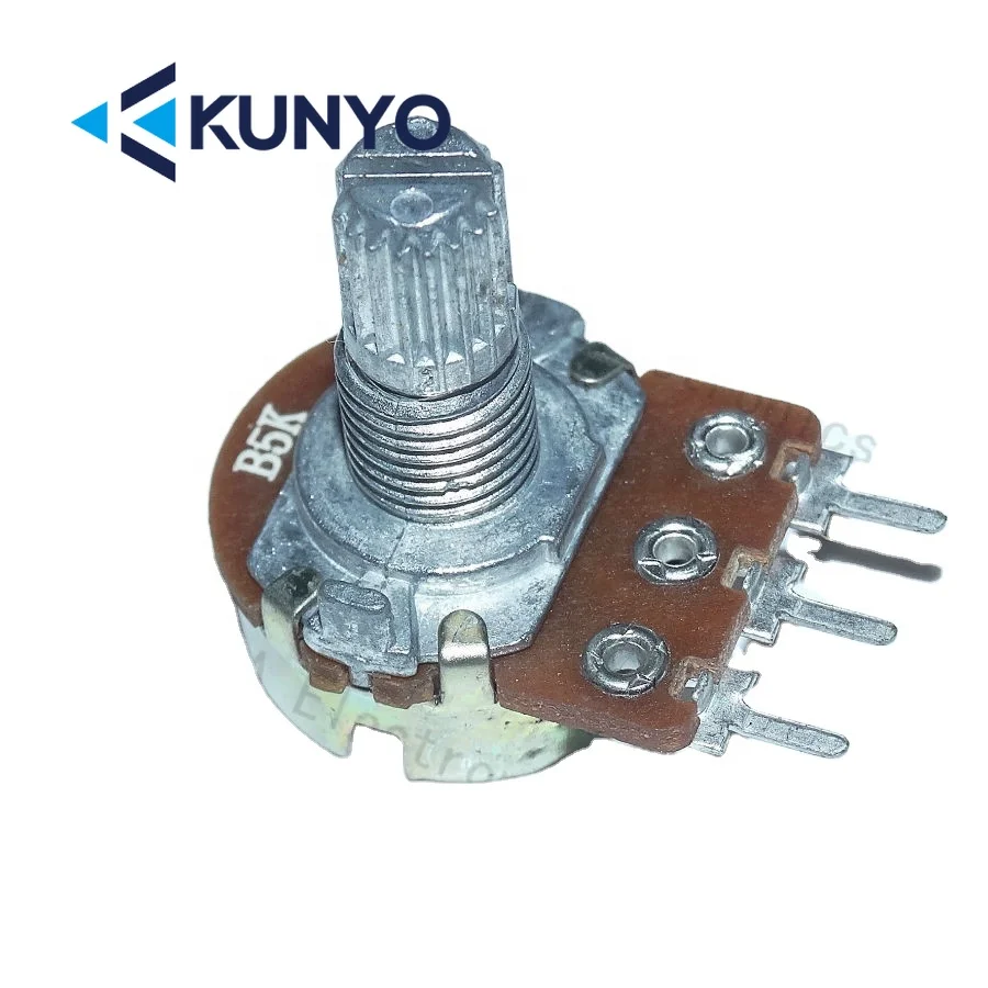 Недорогой потенциометр B5K карбоновый односоединительный длина 15 мм WH148 с винтом