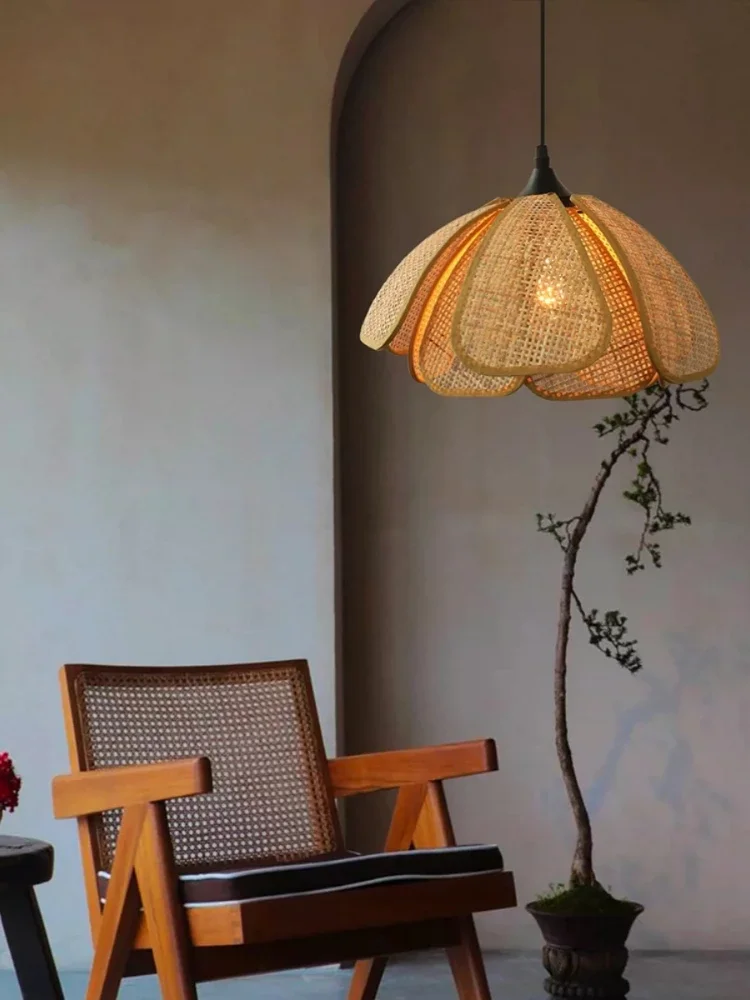 Подвесной светильник Winfordo E27 в японском стиле плетеная лампа из искусственного