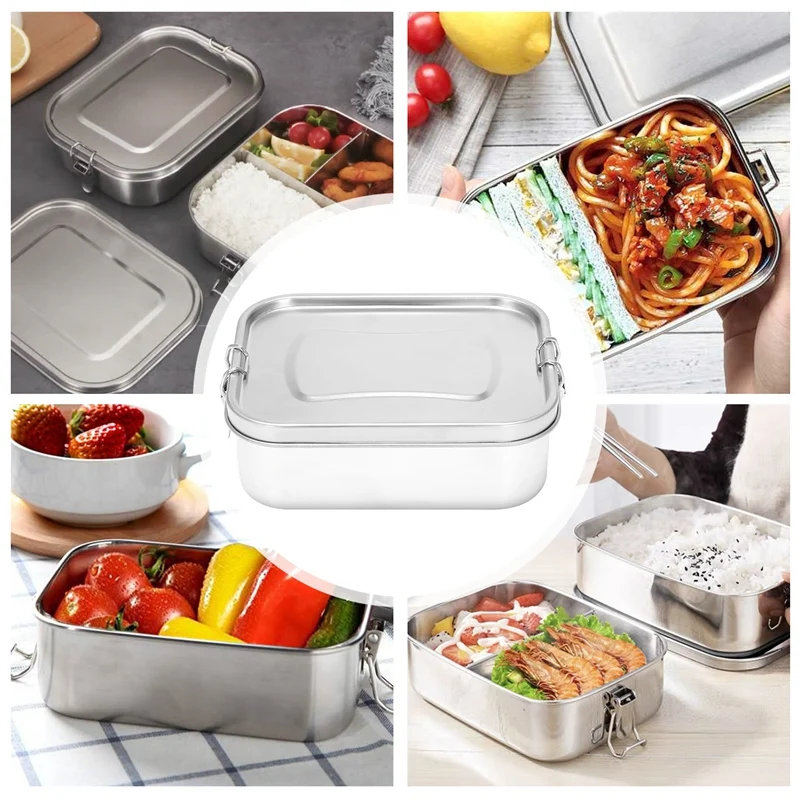 Ланч-бокс из нержавеющей стали Bento с 3 отделениями для сэндвичей и обеих сторон 1400