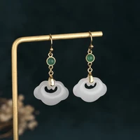 white xiangyun earrings china style hetian jade earrings cloud exquisite luxury ear jewelry service earrings for women gift 40mm
