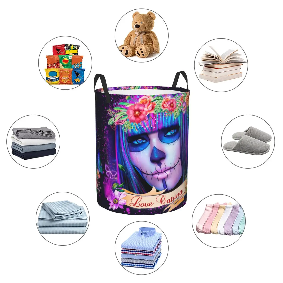 Корзина для белья с черепом из сахара на Хэллоуин корзина хранения одежды