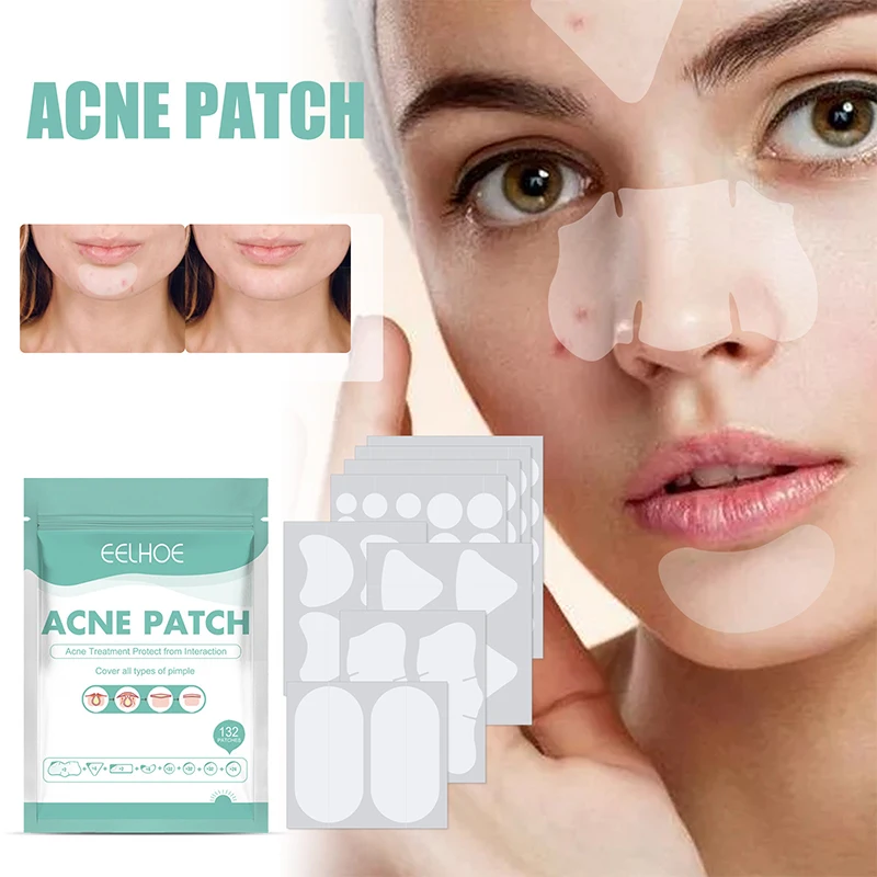 

132Pcs/8 Sheets Acne Pimple Patches Stickers Acne Spot Patch Blemish Spot Facial Mask Hydrocolloid Skin Tag Blackhead Remover