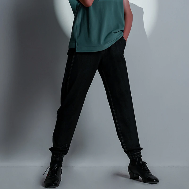 Длинные черные дизайнерские детские брюки для латиноамериканских танцев DAS466