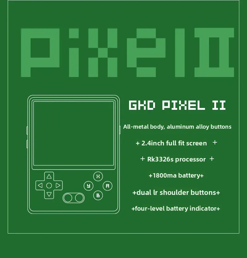 Портативная игровая консоль GKD Pixel 2: Ретро-ностальгия, 2,4-дюймовый игровой контроллер, аркадные игры, цельнометаллический корпус, ЧПУ, индивидуальный подарок (art.: 3920daadabcb9) - 3920daadabcb9