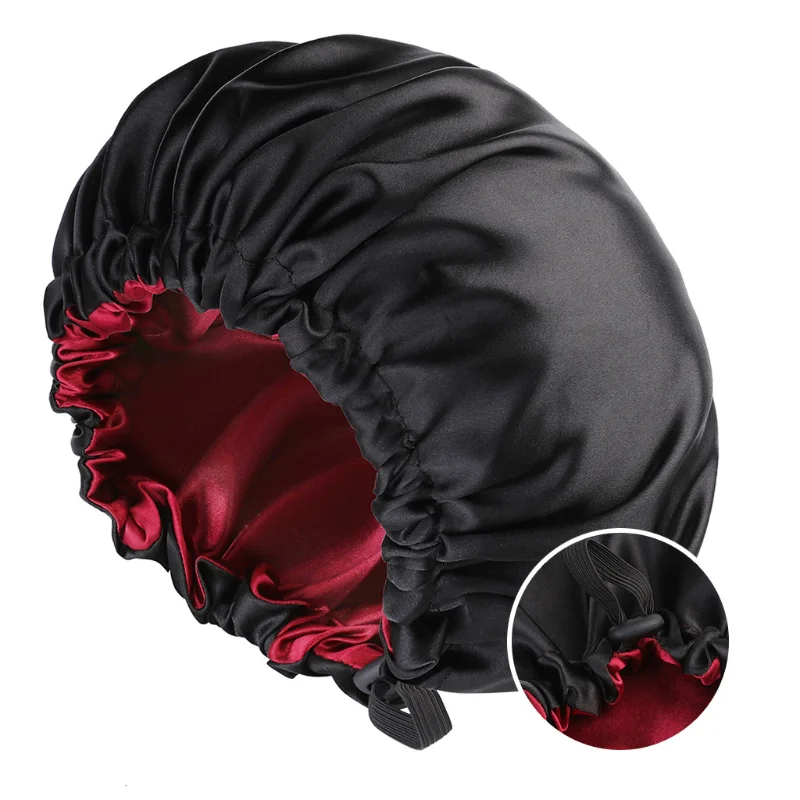 Large Satin Sleep Cap Night Hat African Women Print Hair Bonnet Indian Turban Wide Band Nightcap Head Scarf Beanies Shower Caps
