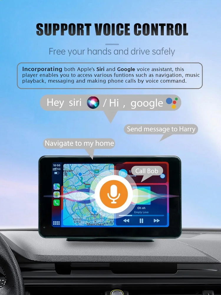 7-дюймовый автомобильный экран стерео Carplay Android Auto беспроводная автомобильная