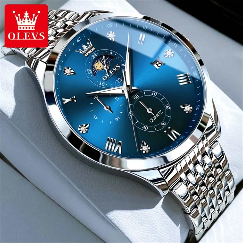 OLEVS 2925 оригинальные мужские часы водонепроницаемые светящиеся кварцевые с