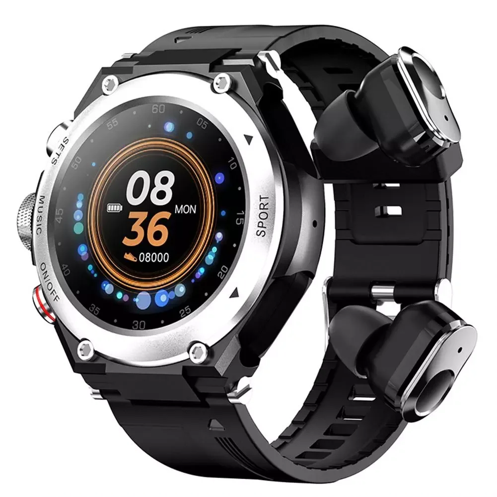 

T92 Reloj Inteligente Hombre TWS Bluetooth 5.0 Auricular Llamada Música Temperatura Cuerpo DIY Reloj Face Sportwatch Impermeable