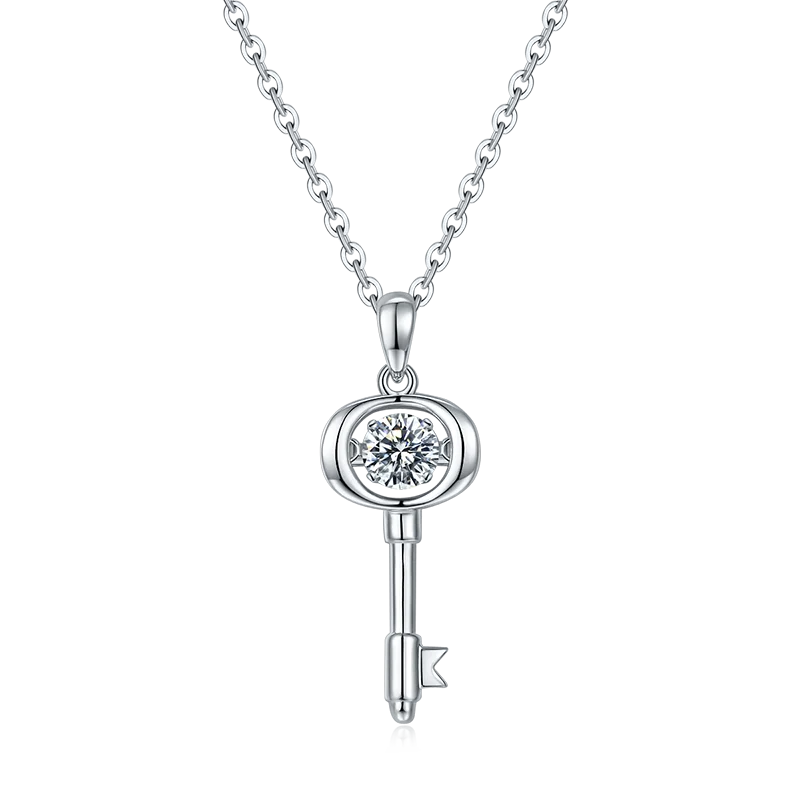 

SGARIT Classic Jewelry S925 Silver Key Diamond Woman Necklace Round Cut D Color Moissanite Diamond Necklace Pendant