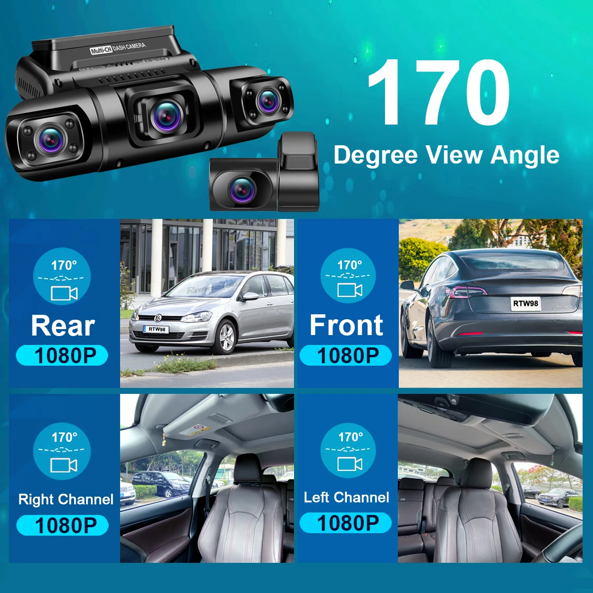 $126.19 4 Channel Full HD 4*1080P 170° Car DVR  GPS WiFi Dash Camera 8 IR Lights Car Van Taxi Driving Video Recorder 24 Hours Parking
