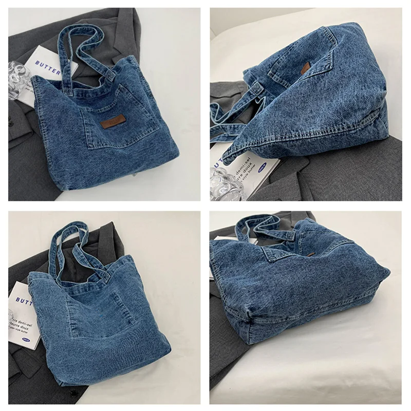 Retro Denim Women's Bag New Jeans Messenger Bag Y2K Canvas Shoulder Bag Student Eco Bag Korean Shopper School Handbag Female Sac
