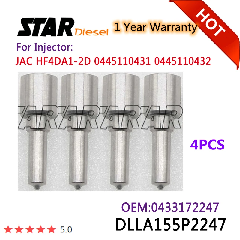 

STAR Diesel 4*DLLA155P2247 Sprayer Injection Nozzle 0433172247 Repair Kits For JAC HF4DA1-2D 0445110431 0445110432