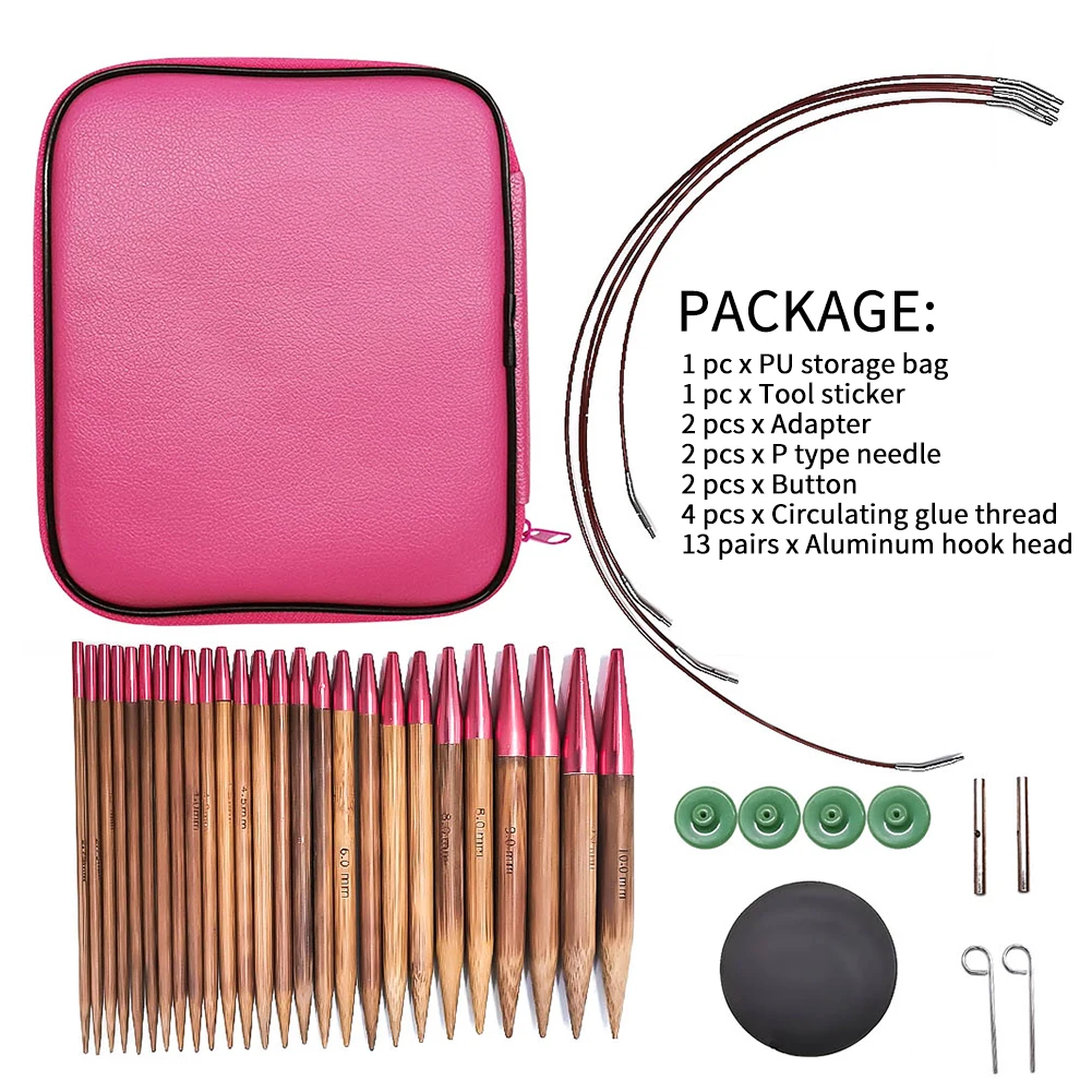 

Changeable Bamboo Sweater Weaving Interchangeable Yarn 13 Size Circular Knitting Needles Set Sewing DIY Apparel Tool Portable