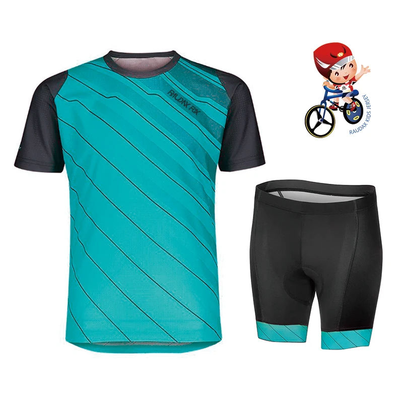 

Детская летняя спортивная мягкая дышащая футболка Raudax для езды на велосипеде, комплект из футболки в полоску с круглым вырезом, одежда для е...