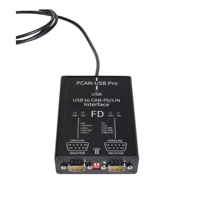Фото USB-адаптер PCN-USB Pro 8/12/16 Мбит/с для CAN-шин, 2-канальный, совместимый с PEAK IPEH-004061, поддерживает Vector CANoe №5