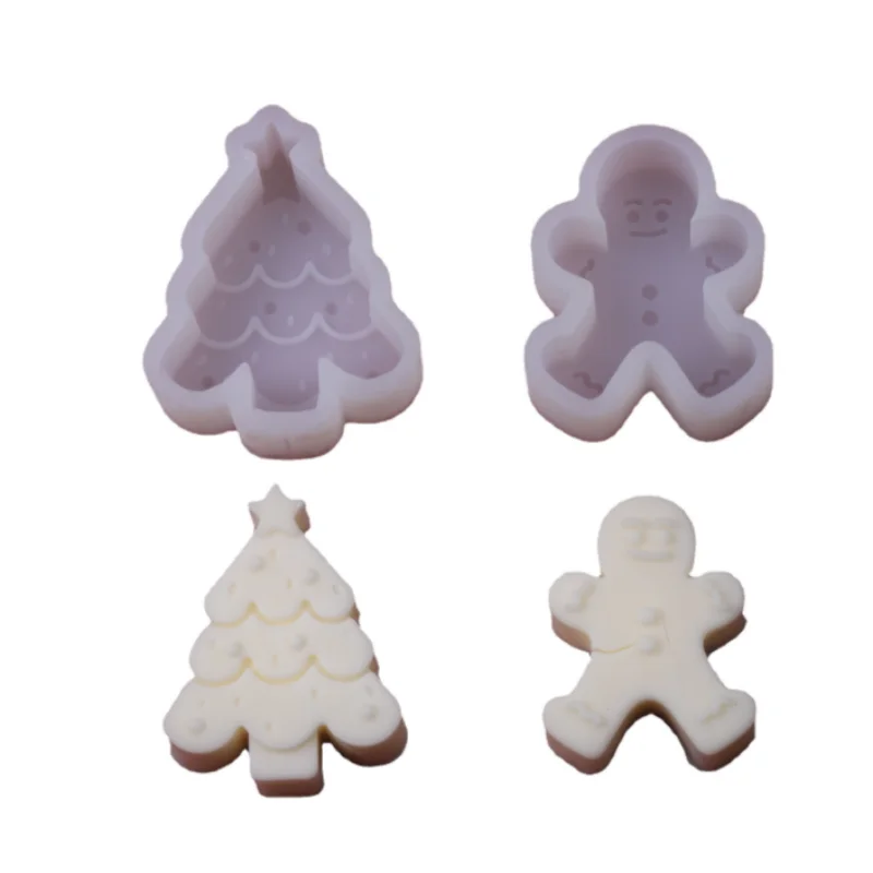 

Christmas Gingerbread Man Silicone Candle Mold Chocolate Mousse Cake Snowman Xmas Trees Aromatherapy Gypsum Candle Baking Mold
