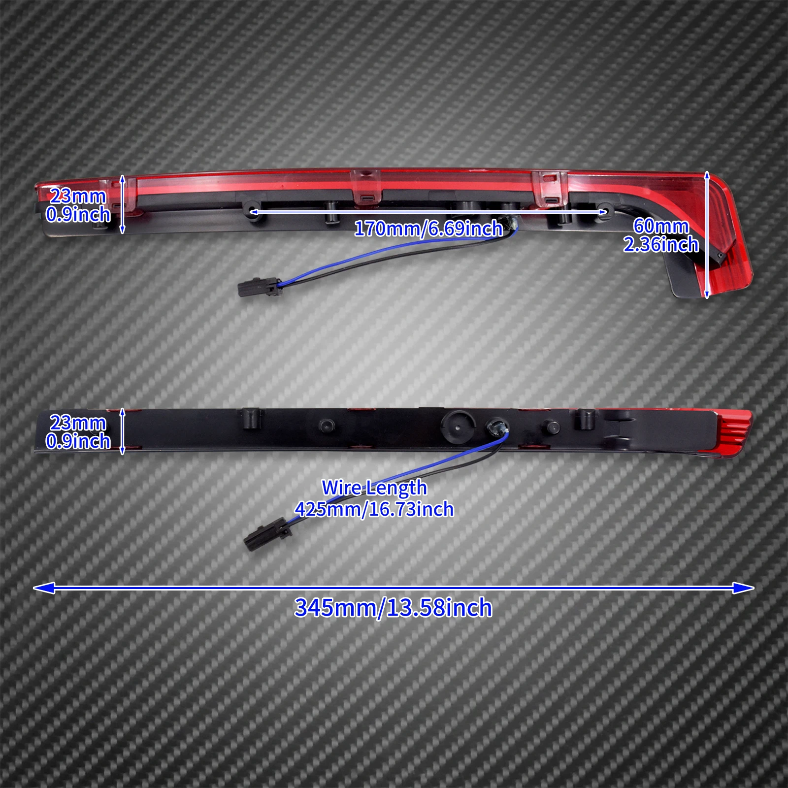 Мотоциклетный красный/дымчатый светодиодный светильник с боковой панелью для