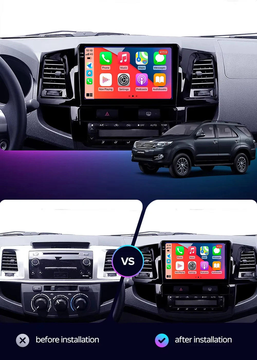 Android 14 для Toyota Fortuner Hilux MT 2005 2006 2007-2014 2015 Автомобильный радиоприемник