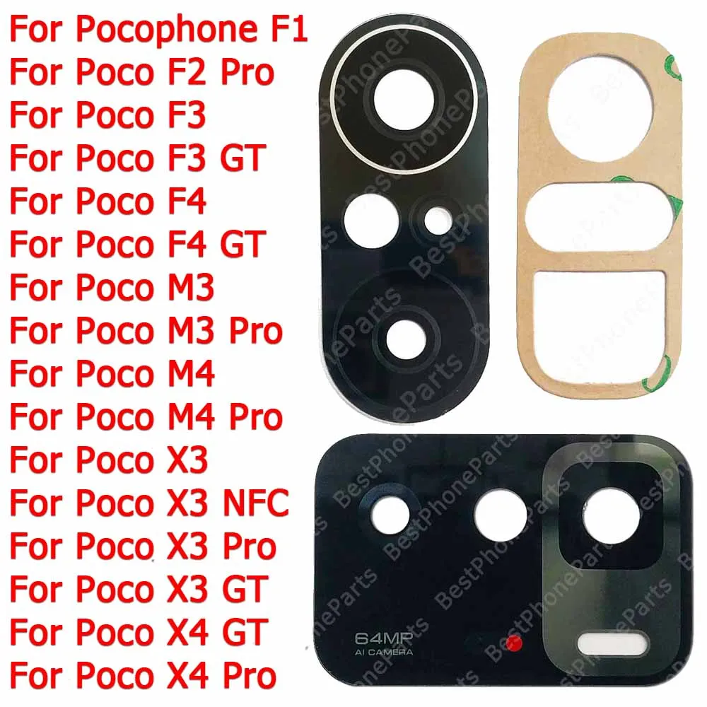 

For Xiaomi Poco F2 F3 F4 GT M3 M4 Pro 5G X3 NFC X4 Pocophone F1 Lens Cover With Adhesive Sticker Rear Back Camera Lens Glass