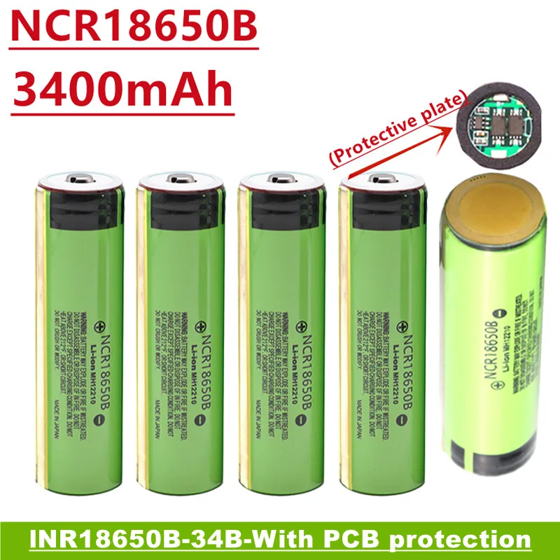 

18650 lithium ion rechargeable battery, 34B, 3.7V, 3400 MAH, with PCB protection, suitable for UAV, aircraft model, etc