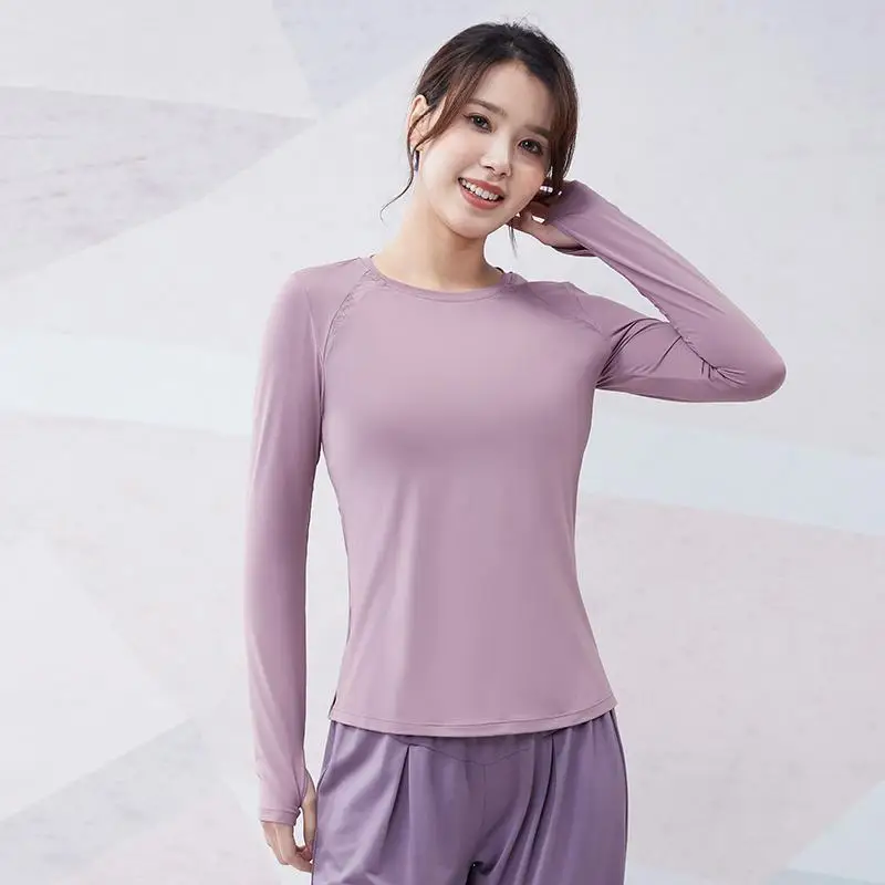 

Yoga Shirts Clothing Sports Training Running Quick-drying Gym Workout Clothes Long Sleeve Breathable Fitness Top Femme E214