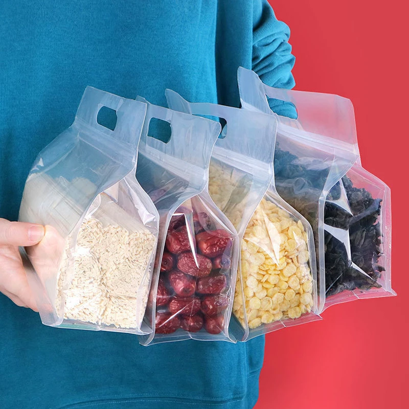 

10Pc Reusable Food Storage Bag Freezer Stand Up Zip Shut Bag Silicone Bag Leakproof Containers Kitchen Organizer Fresh Shut Bags