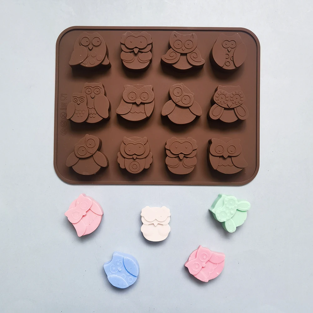 

12 holes 3D Owl silicone mold Making a cake Ice Tray Chocolate Mould Fondant Mould Cake Decorating Tools Kitchen Accessories