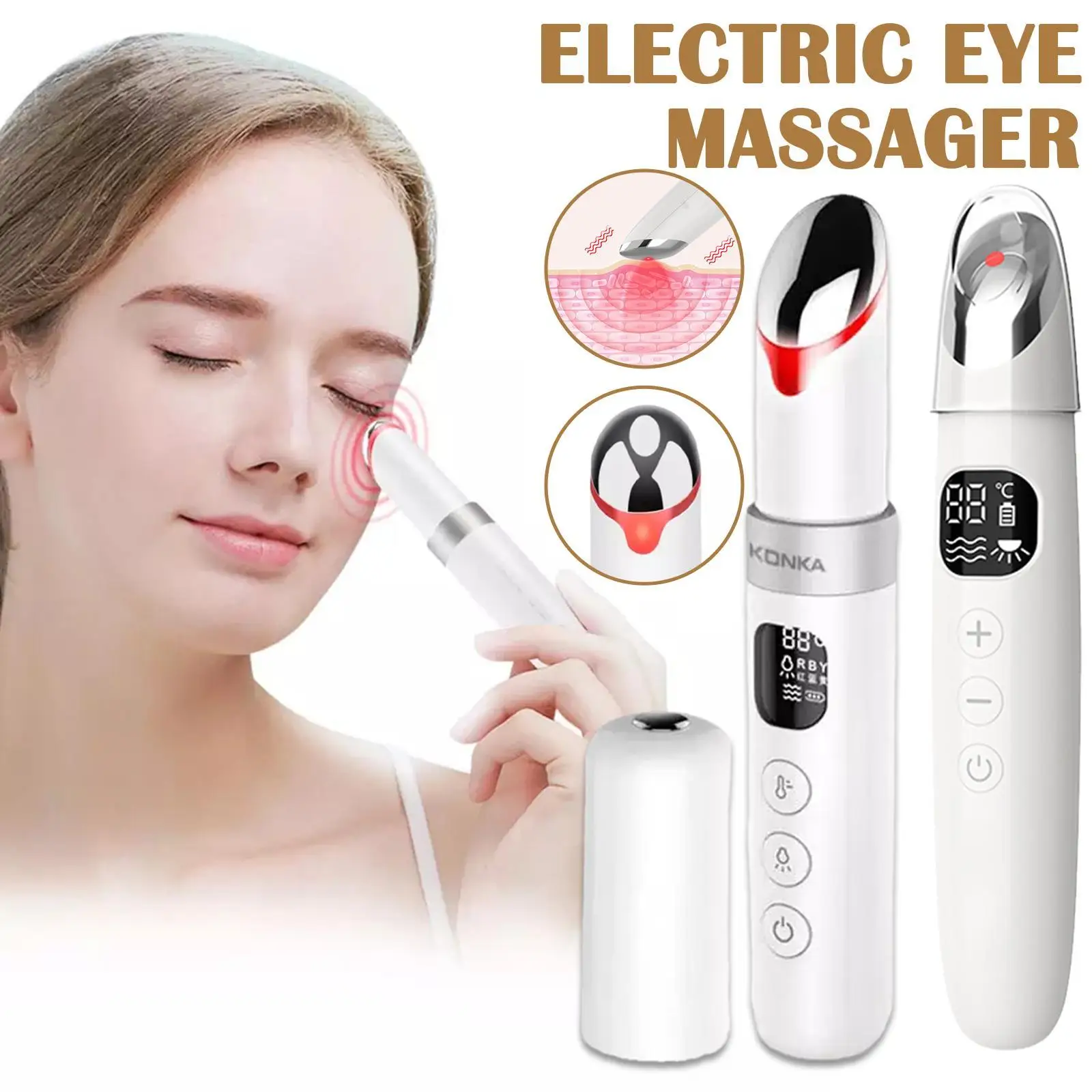 

Electric Eye Massager EMS Eye Skin Lift Anti Age Wrinkle Skin Care Tool Vibration 45℃ Hot Massage Relax Eyes Photo Therapy