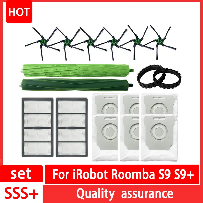 

For iRobot Roomba S9 9150 S9+ Plus 9550 Robot Vacuum Cleaner Hepa Filter Main Brush Side Brush Dust Bag Spare Parts Accessories
